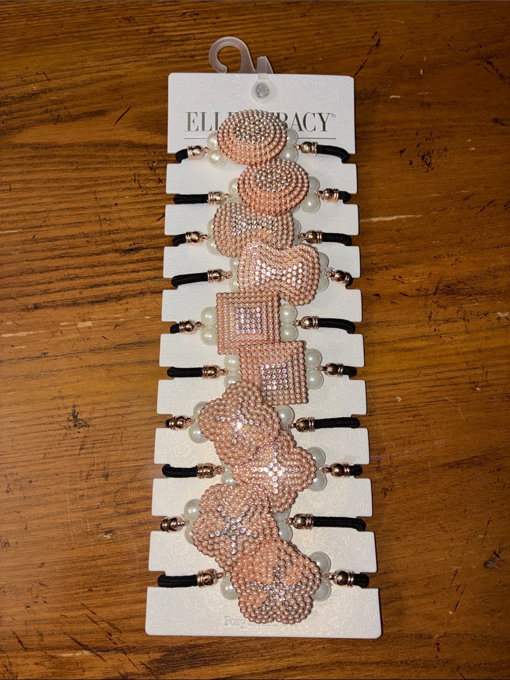 Ellen Tracy Rose Gold Beaded Hair Tie Set - 10 Pack Pack